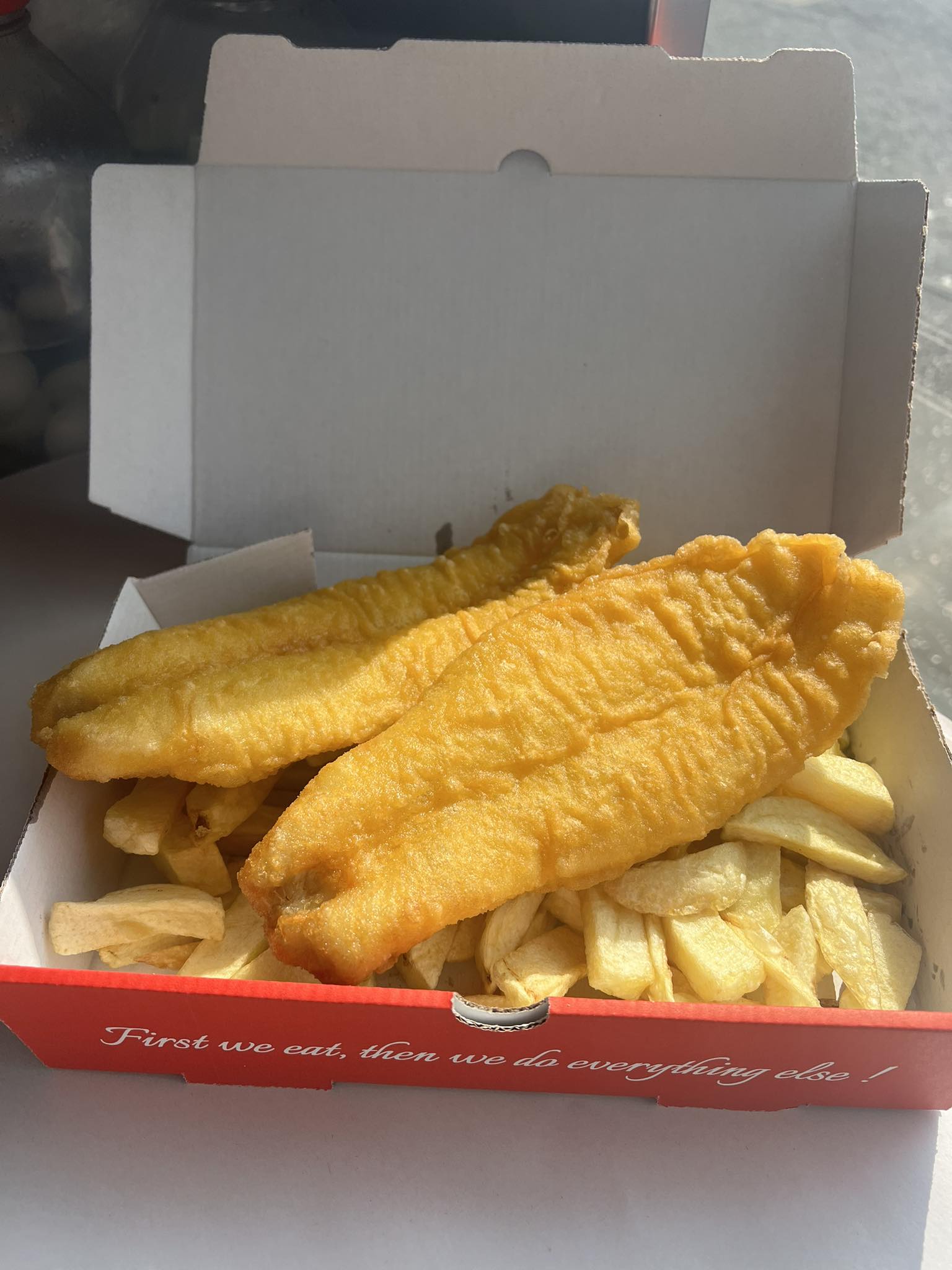 Crispy Fish & Chips Served at Mr Mario’s Takeaway in Lochgelly
